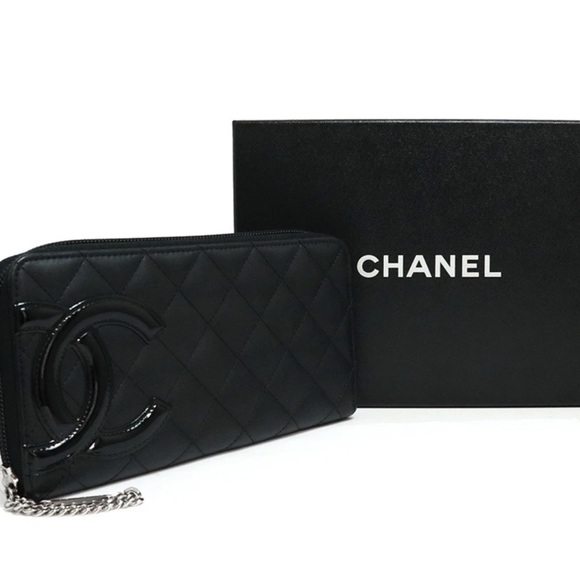 Auth New Chanel Cambon Y2K Zip Wallet +Box +Card Quilted Black Lambskin - Picture 1 of 14